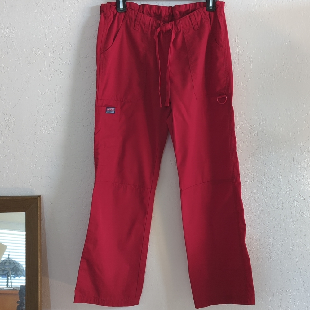 Cherokee WorkWear Drawstring Cargo Scrub Pants 4020 Small (petite) Red